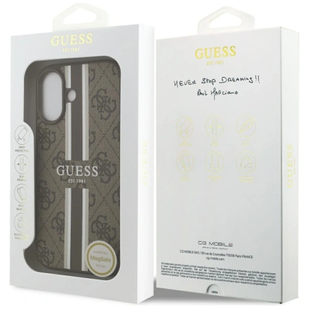 Guess 4G MagSafe-Hülle mit Printstreifen für iPhone 17 – braun