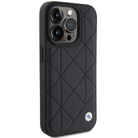 BMW Leder-Stepphülle für iPhone 15 Pro Max – Schwarz