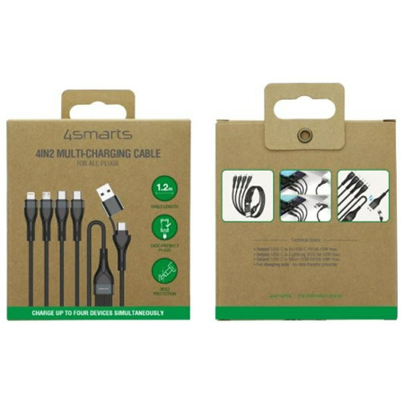 Kabel USB-C/USB-A 4smarts 4w1 1.2m        czarny