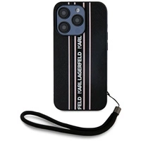 Karl Lagerfeld Saffiano Athleisure Stripes Cord iPhone 15 Pro Hülle - Rosa