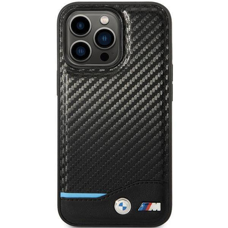 Hülle BMW BMHCP13X22NBCK iPhone 13 Pro Max 6,7&quot; schwarz/schwarz Hardcase Leder Carbon