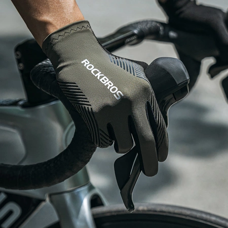 Rockbros Fahrradhandschuhe Frühling/Sommer/Herbst, Full, Größe: M - Schwarz