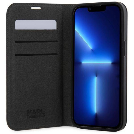 Karl Lagerfeld KLBKP14SSAKLHPG iPhone 14 6,1&quot; Bücherregal Silber/Silber Saffiano-Monogramm