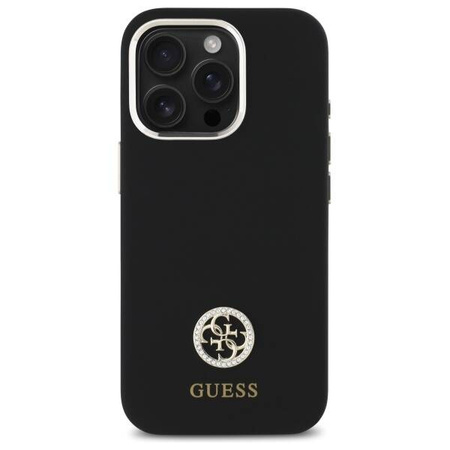 Oryginalne Etui IPHONE 16 PRO Guess Hardcase Silicone Logo Strass 4G (GUHCP16LM4DGPK) czarne
