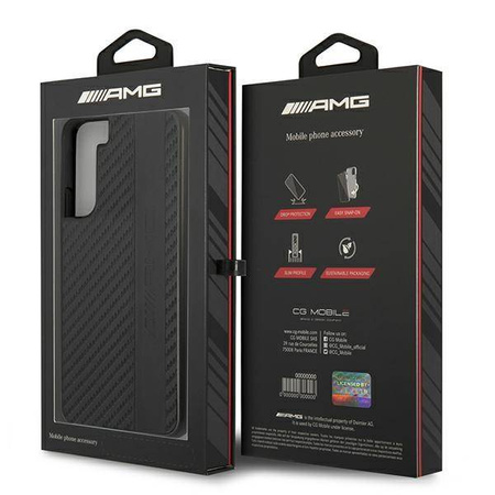 AMG AMHCS22MBLSCA S22 + S906 black / black hardcase Carbon Stripe & Embossed
