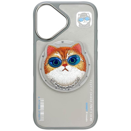 Etui Nimmy Glasses Cool Cat MagSafe do    iPhone 16 szary