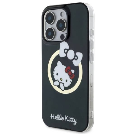 Original Case IPHONE 16 PRO Hello Kitty Hardcase IML Fun Bow MagSafe (HKHMP16LHFLBK) black