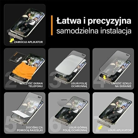 Szkło hybrydowe PanzerGlass Matrix Ultra-Wide-Fit na iPhone 15 Plus z pozycjonerem