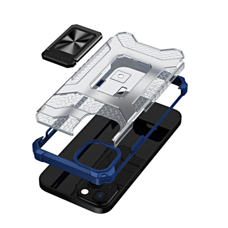 Crystal Ring Case robuste Kickstand TPU/PC Panzer Handyhülle Hard Case für iPhone 13 mini blau