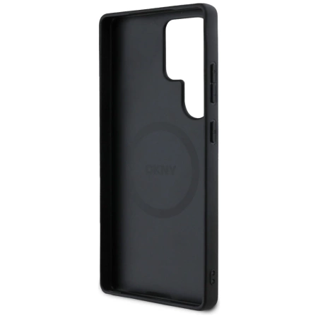 DKNY Leder-MagSafe-Hülle mit Karomuster für Samsung Galaxy S25 Ultra, Grau