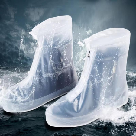 PRZECIWDESZCZOWE NAKŁADKI NA BUTY S (35-36) NA SUWAK, WHITE / BIAŁY