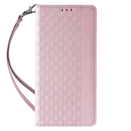 Magnet Strap Case etui do iPhone 12 Pro Max pokrowiec portfel + mini smycz zawieszka różowy