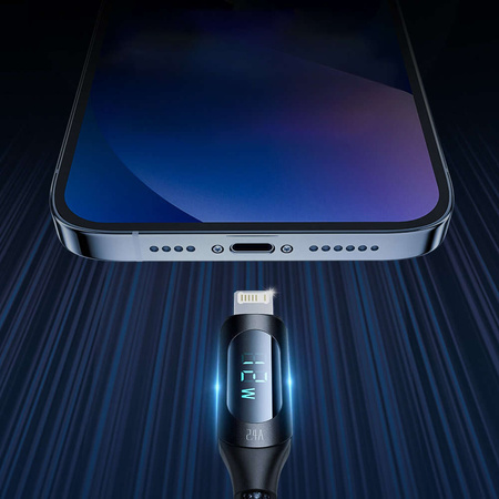 USB-A-Kabel – Lightning Wozinsky WUALC2 mit LED-Anzeige 2,4 A 2 m – Schwarz