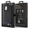 BMW Leather Carbon case for iPhone 15 Plus - black