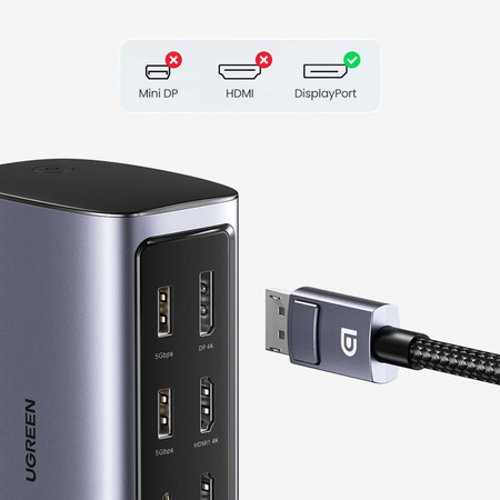 Ugreen Multifunktions-HUB 12in1 USB C USB HDMI DP RJ45 AUX SD TF grau (CM555)