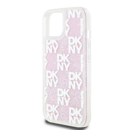 DKNY DKHCP15SLCPEPP iPhone 15 / 14 / 13 6.1" różowy/pink hardcase Liquid Glitter Multilogo