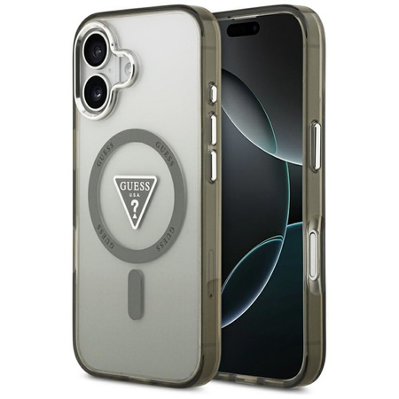 Guess Nakładka Magsafe IML Gradient Case With Print Triangle Logo & Silver Metal Camera Buttons Do iPhone 17 Khaki