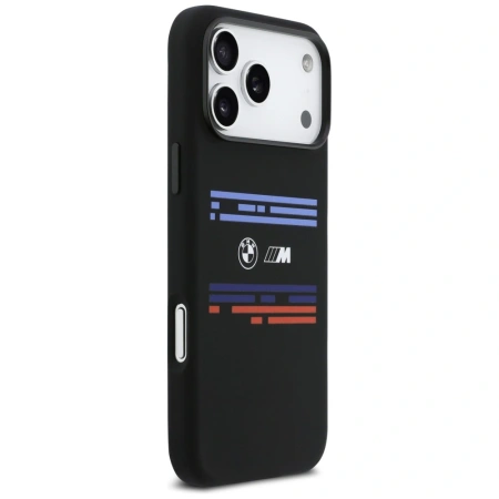 Etui BMW M Silicon Horizontal Line MagSafe na iPhone 17 Pro Max - czarne