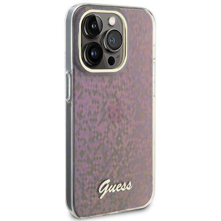 Guess GUHCP15LHDECMP iPhone 15 Pro 6.1&quot; pink/pink hardcase IML Faceted Mirror Disco Iridescent