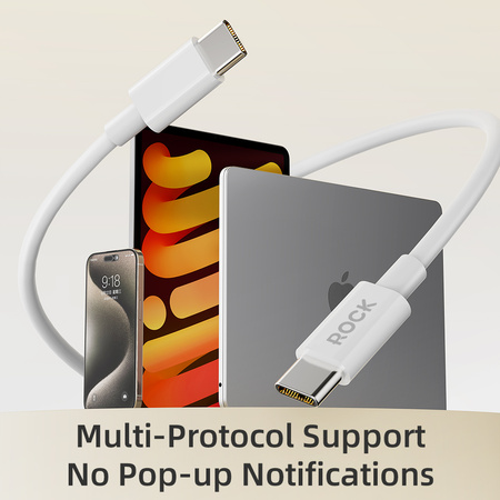 Rock Kabel P8 Basic Series - Typ C na Typ C - PD 60W 3A 1 metr biały