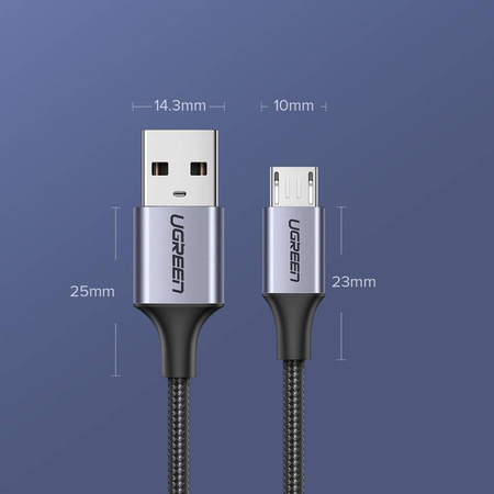 Ugreen kabel przewód USB - micro USB 2m szary (60148)