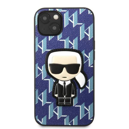 Original Handyhülle IPHONE 13 Karl Lagerfeld Hardcase Monogram Ikonik Patch blau