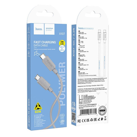 HOCO kabel Typ C do Typ C 3A 60W X107 1 m szary