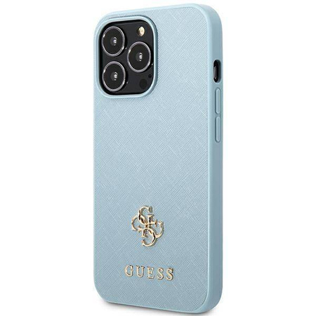 Original Case IPHONE 13 PRO Guess Hardcase Saffiano 4G Small Metal Logo (GUHCP13LPS4MB) blue