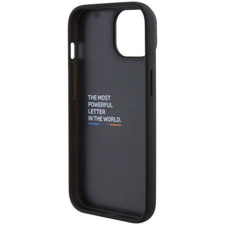 BMW BMHCP15S22PTDK iPhone 15 6,1" schwarz/schwarzer Lederstempel Tricolor