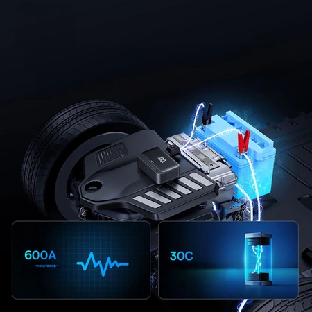 Starthilfe Baseus Super Energy BS-CH013 4in1 600A mit Taschenlampe / 6000mAh Powerbank / Kompressor - Schwarz