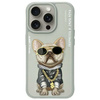 Nimmy etui iPhone 15 Pro 6.1" szary/gray  Glasses Cool Dog