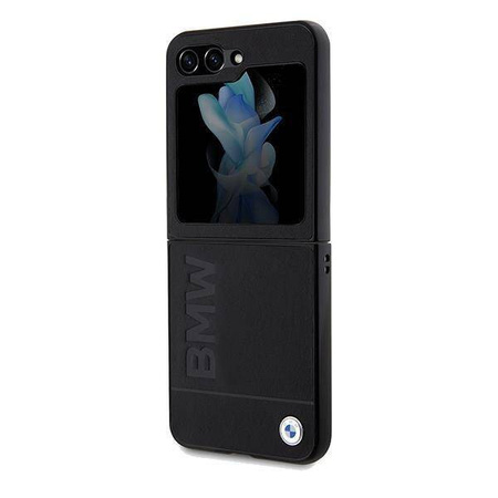 Original Handyhülle SAMSUNG GALAXY Z FLIP 5 BMW Leather Hot Stamp (BMHCZF5SLLBK) schwarz
