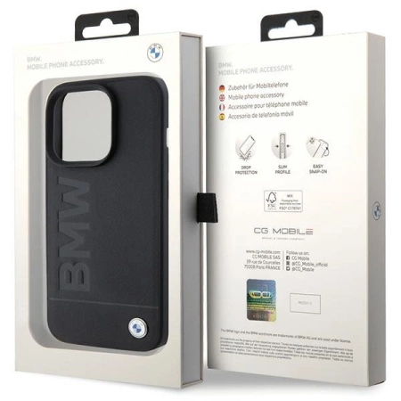 BMW Leder Hot Stamp iPhone 15 Pro Max Hülle - Schwarz