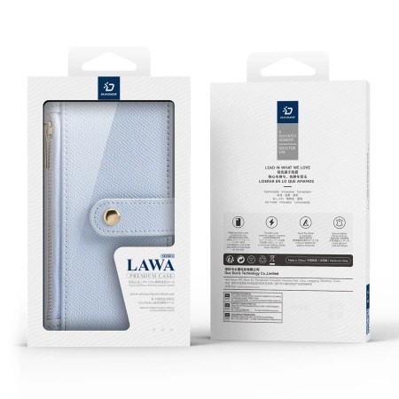 Dux Ducis Lawa Lederhülle für iPhone 16 Pro Max mit abnehmbarer magnetischer Brieftasche - Blau