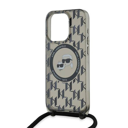 Karl Lagerfeld KLHMP15XHCKCKLCK iPhone 15 Pro Max 6.7" czarny/black hardcase IML Crossbody Monogram Karl & Choupette Head MagSafe