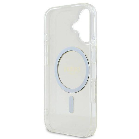 Original Handyhülle IPHONE 16 Guess Hardcase IML Glitter Circle MagSafe (GUHMP16SHFGERET) transparent