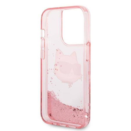 Karl Lagerfeld Liquid Glitter NFT Choupette Head - Etui iPhone 14 Pro (różowy)