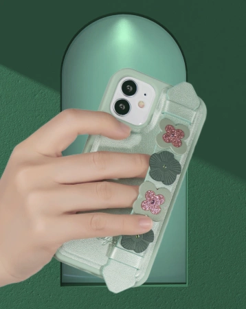 Kingxbar Sweet Series żelowe etui ozdobione oryginalnymi Kryształami Swarovskiego z podstawką iPhone 12 Pro / iPhone 12 zielony