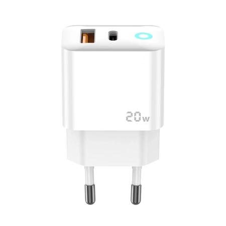 JELLICO Netz-Ladegerät EU11 PD 20W 1xUSB-C + 1xUSB QC3.0 + Kabel USB-C - USB-C weiss