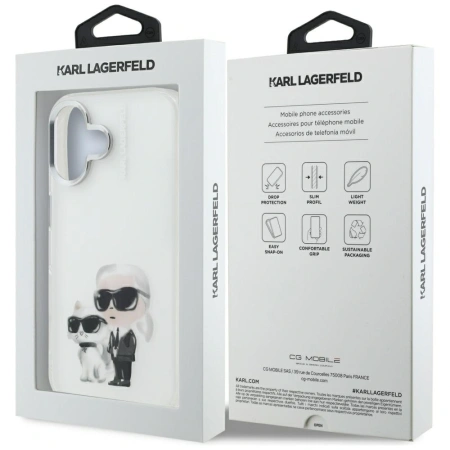 Karl Lagerfeld IML Aquarelle Karl &amp; Choupette &amp; Logo iPhone 16 Case - White