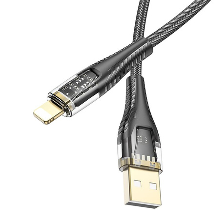 Kabel USB A do Lightning Hoco 2,4A 1,2 m U121 czarny transparentny