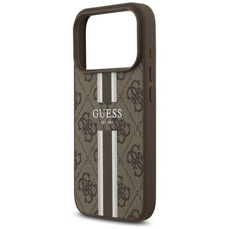 GUESS futerał do IPHONE 17 Pro kompatybilny z MagSafe GUHMP17LP4RPSW (4G Printed Stripes) brązowy