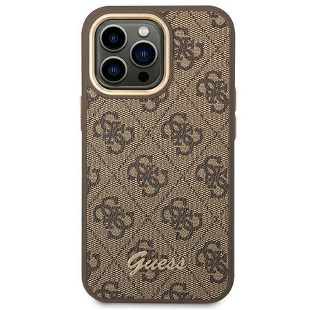 Original Case IPHONE 14 PRO MAX Guess Hard Case 4G Vintage Gold Logo (GUHCP14XHG4SHW) brown