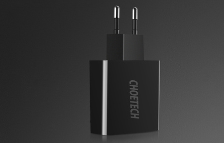 Choetech dual-port wall charger with digital display 11W 2 x USB-A EU plug black (C0028)