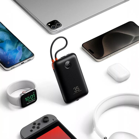 VEGER powerbank 20000 mAh z wbudowanymi kablami Typ C / Lightning PD QC3.0 35W K2 (W2068) czarny