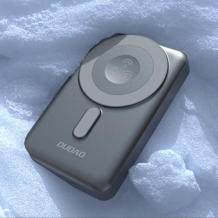 Dudao K29 10000mAh PD 20W MagSafe Power Bank with Metal Case, Stand and Built-in USB-C/ Lightning Cables - Gray