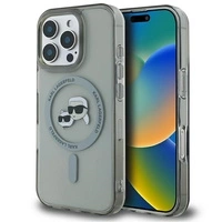 Karl Lagerfeld IML Metal Karl&amp;Choupette Head MagSafe Case for iPhone 16 Pro Max - Black