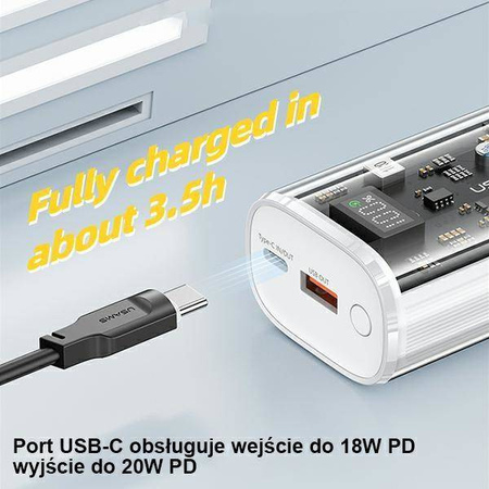 Powerbank 9000mAh PD 20W QC3.0+PD USAMS Dual-Port Fast Charge 10KCD18901 (US-CD189) czarny