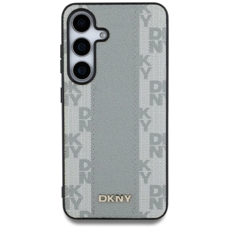 DKNY Leather Checkered Pattern MagSafe-Hülle für Samsung Galaxy S25 Taupe