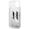 Original Handyhülle IPHONE 14 Karl Lagerfeld Hardcase Liquid Glitter Big KL silber